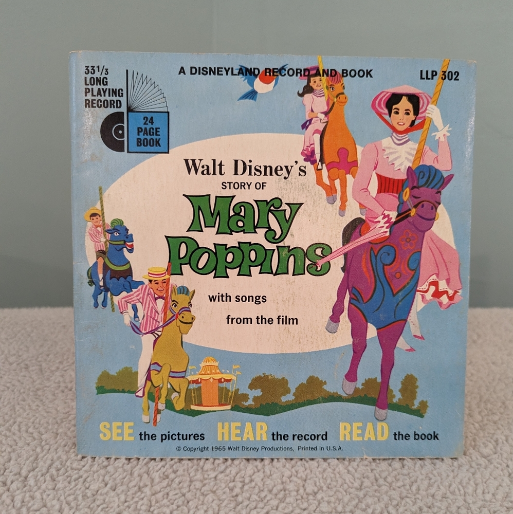 Mary Poppins- Disney Vintage 33 1/3 Vinyl Record & Story Book